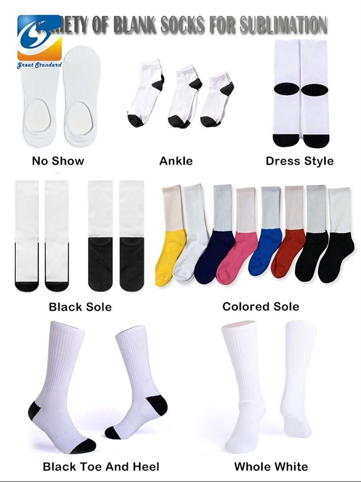 100% Polyester Blank Socks For Sublimation Printing
